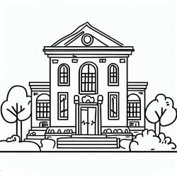 着色页: 图书馆 (建筑和建筑学) #191370 - 免费可打印着色页