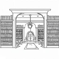 着色页: 图书馆 (建筑和建筑学) #191371 - 免费可打印着色页