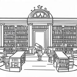 着色页: 图书馆 (建筑和建筑学) #191374 - 免费可打印着色页