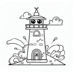着色页: 灯塔 (建筑和建筑学) #188000 - 免费可打印着色页