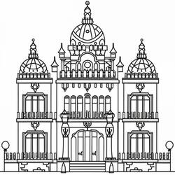 着色页: 宫殿 (建筑和建筑学) #212215 - 免费可打印着色页