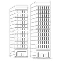 着色页: 摩天大楼 (建筑和建筑) #65545 - 免费可打印着色页