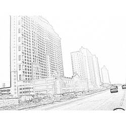 着色页: 摩天大楼 (建筑和建筑) #65975 - 免费可打印着色页