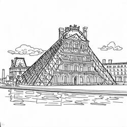 着色页: 卢浮宫 (建筑和建筑学) #185420 - 免费可打印着色页
