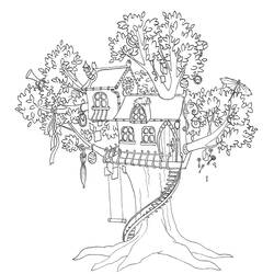 着色页: 树屋 (建筑和建筑) #66002 - 免费可打印着色页