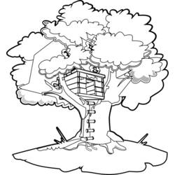 着色页: 树屋 (建筑和建筑) #66018 - 免费可打印着色页