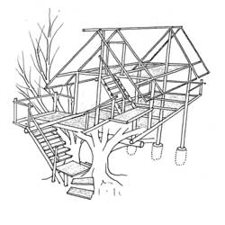 着色页: 树屋 (建筑和建筑) #66027 - 免费可打印着色页
