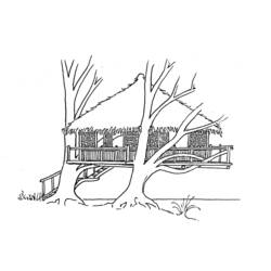 着色页: 树屋 (建筑和建筑) #66040 - 免费可打印着色页