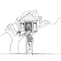 着色页: 树屋 (建筑和建筑) #66050 - 免费可打印着色页