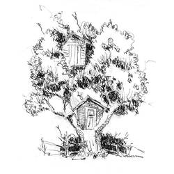 着色页: 树屋 (建筑和建筑) #66084 - 免费可打印着色页
