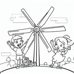 着色页: 风力涡轮机 (建筑和建筑学) #187630 - 免费可打印着色页