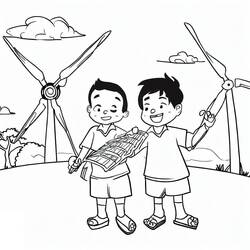 着色页: 风力涡轮机 (建筑和建筑学) #187631 - 免费可打印着色页