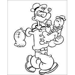 着色页: Popeye (卡通人物) #84711 - 免费可打印着色页