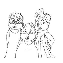 着色页: Alvin和the Chipmunks (卡通和动画节目) #128307 - 免费可打印着色页