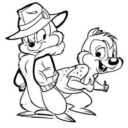 着色页: Chip和Dale for Kids - 免费可打印着色页