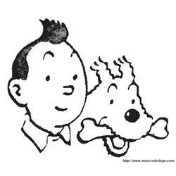 着色页: Tintin (卡通和动画节目) #25779 - 免费可打印着色页