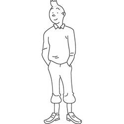 着色页: Tintin (卡通和动画节目) #25824 - 免费可打印着色页