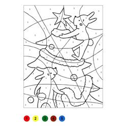着色页: 圣诞魔法涂色 (按数字着色) #200740 - 免费可打印着色页