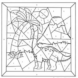 着色页: 恐龙按数字着色 (按数字着色) #177978 - 免费可打印着色页