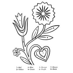 着色页: 花朵按数字着色 - 免费可打印着色页