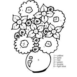 着色页: 花朵按数字着色 (按数字着色) #177981 - 免费可打印着色页