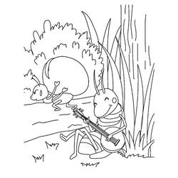 着色页: 蚱蜢和蚂蚁 (童话和故事) #191430 - 免费可打印着色页