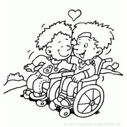着色页: 残疾人 (家人和朋友) #98412 - 免费可打印着色页