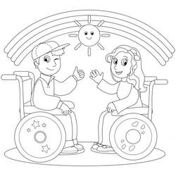 着色页: 残疾人 (家人和朋友) #98457 - 免费可打印着色页