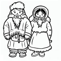 着色页: 爱斯基摩人 (家人和朋友) #191304 - 免费可打印着色页