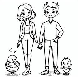 着色页: 妈妈和爸爸 (家人和朋友) #217759 - 免费可打印着色页