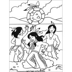 着色页: 美洲原住民 (家人和朋友) #181227 - 免费可打印着色页