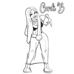 着色页: Cardi B - 免费可打印着色页