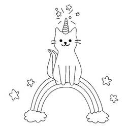 着色页: 独角兽猫 (奇幻和冒险角色) #199295 - 免费可打印着色页
