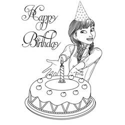 着色页: 生日蛋糕 (食物和营养) #201102 - 免费可打印着色页