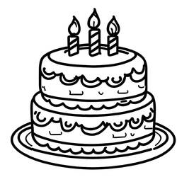 着色页: 生日蛋糕 (食物和营养) #201104 - 免费可打印着色页