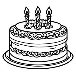着色页: 生日蛋糕 (食物和营养) #201105 - 免费可打印着色页