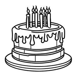着色页: 生日蛋糕 (食物和营养) #201106 - 免费可打印着色页