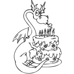 着色页: 生日蛋糕 (食物和营养) #201107 - 免费可打印着色页