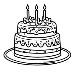 着色页: 生日蛋糕 (食物和营养) #201108 - 免费可打印着色页