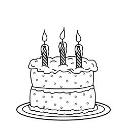 着色页: 生日蛋糕 (食物和营养) #201109 - 免费可打印着色页