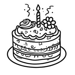 着色页: 生日蛋糕 (食物和营养) #201110 - 免费可打印着色页