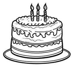 着色页: 生日蛋糕 (食物和营养) #201111 - 免费可打印着色页