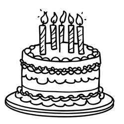 着色页: 生日蛋糕 (食物和营养) #201112 - 免费可打印着色页