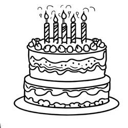 着色页: 生日蛋糕 (食物和营养) #201113 - 免费可打印着色页