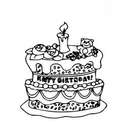 着色页: 生日蛋糕 (食物和营养) #201114 - 免费可打印着色页