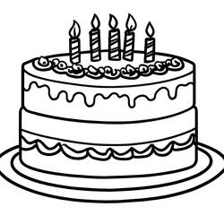着色页: 生日蛋糕 (食物和营养) #201116 - 免费可打印着色页
