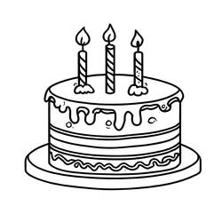 着色页: 生日蛋糕 (食物和营养) #201117 - 免费可打印着色页