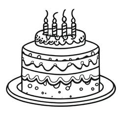 着色页: 生日蛋糕 (食物和营养) #201118 - 免费可打印着色页