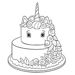 着色页: 生日蛋糕 (食物和营养) #201119 - 免费可打印着色页