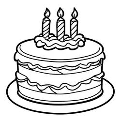 着色页: 生日蛋糕 (食物和营养) #201120 - 免费可打印着色页